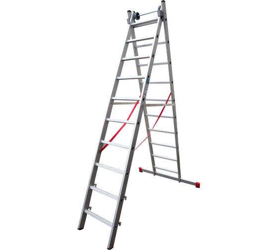 Изображение товара Алюминиевая двухсекционная индустриальная лестница Новая Высота 2х10 5220210