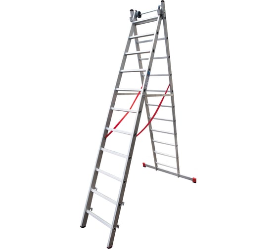 Изображение товара Алюминиевая двухсекционная индустриальная лестница Новая Высота 2х11 5220211