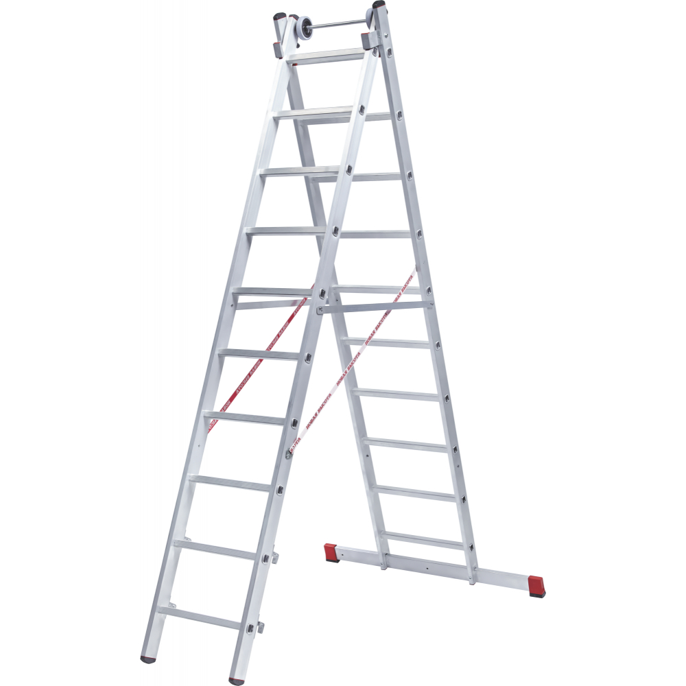 Индустриальная алюминиевая двухсекционная лестница Новая Высота лестница двухсекционная сибин 38823 11 11 ступеней