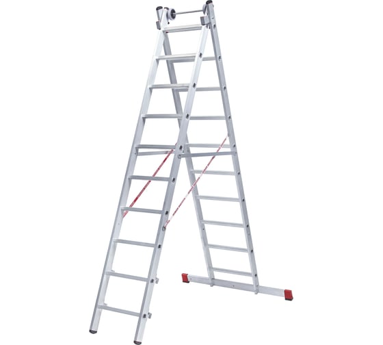 Изображение товара Алюминиевая двухсекционная индустриальная лестница Новая Высота 2х16 5220216