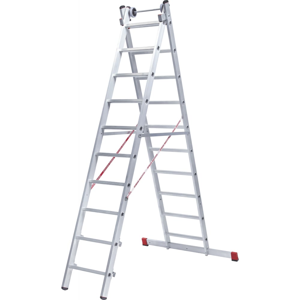 Индустриальная алюминиевая двухсекционная лестница Новая Высота стремянка с лотком для инструментов новая высота артель 7 ступеней алюминий