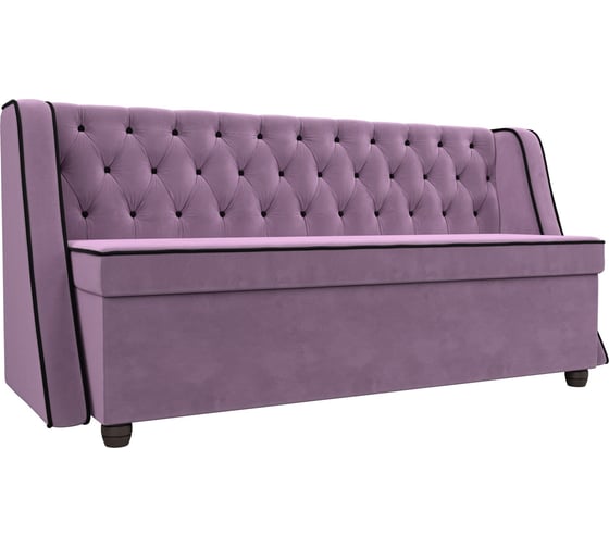 Изображение товара Кухонный прямой диван Лига диванов  Лофт основа микровельвет сиреневый, кант микровельвет коричневый 109434