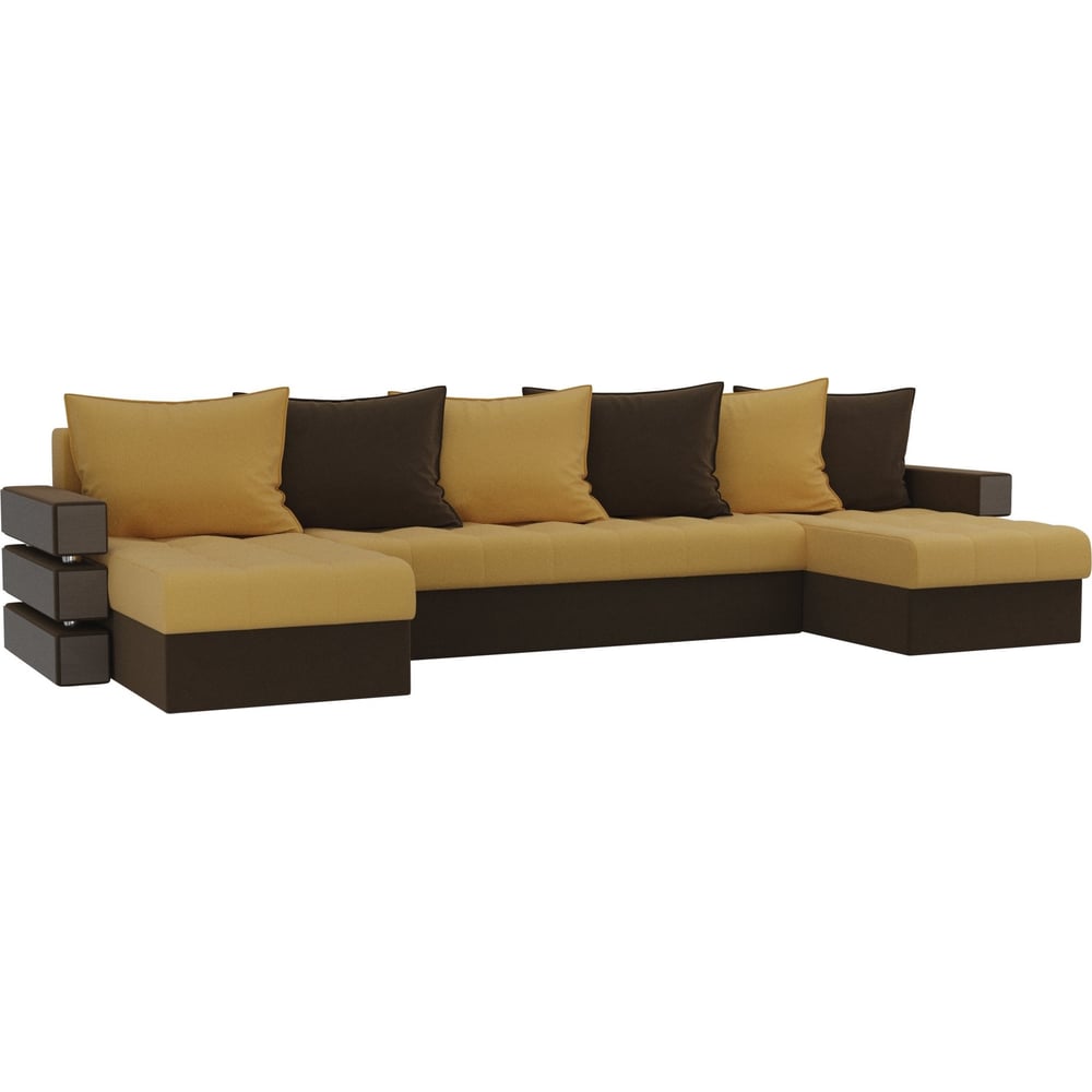 П-образный диван Лига диванов кресло артмебель норден микровельвет желтый