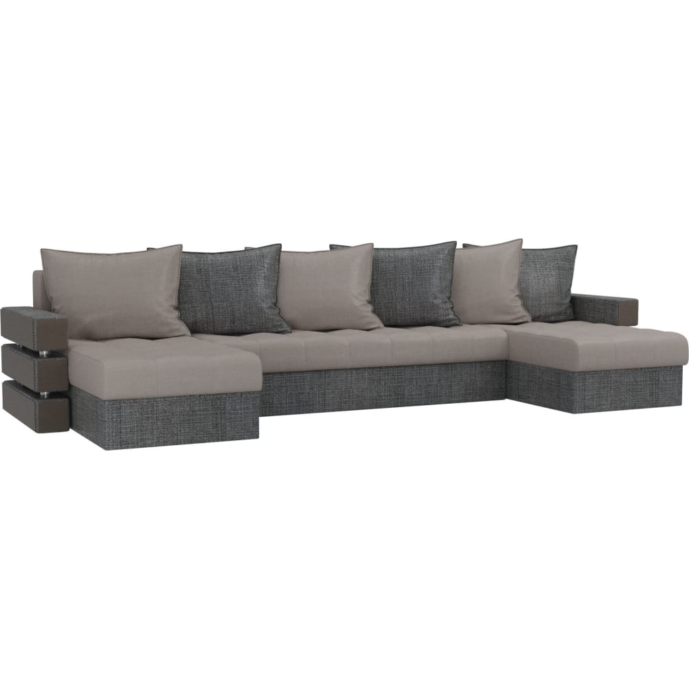 П-образный диван Лига диванов прямой диван приам механизм еврокнижка рогожка серый