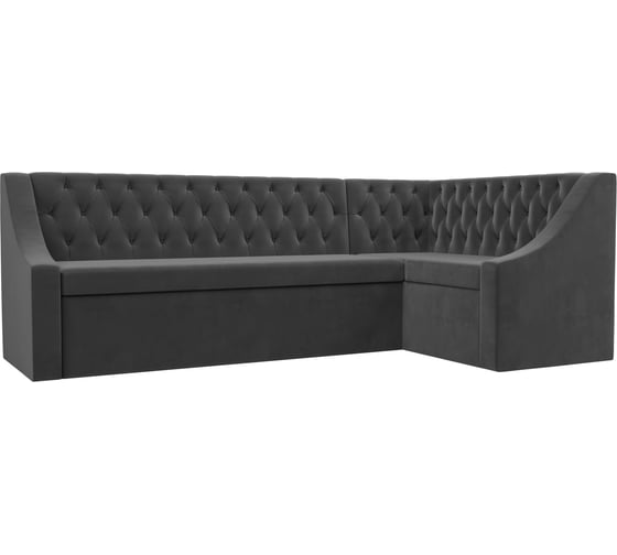 Изображение товара Кухонный Угловой диван Лига диванов  Мерлин правый полностью велюр серый 109428