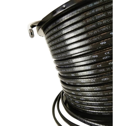 Изображение товара Греющий кабель для кровли и водостока EASTEC GR 40-2 CR саморегулирующийся экранированный 40 Вт/м с УФ-защитой 100 м EASTEC GR 40-2 CR-100м