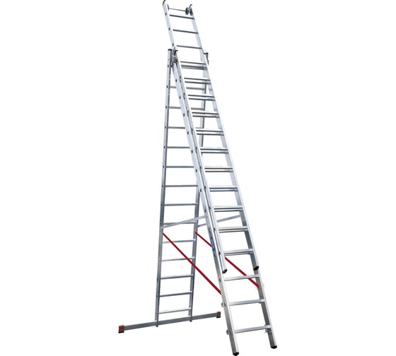 Изображение товара Алюминиевая трёхсекционная индустриальная лестница Новая Высота 3х12 5230312