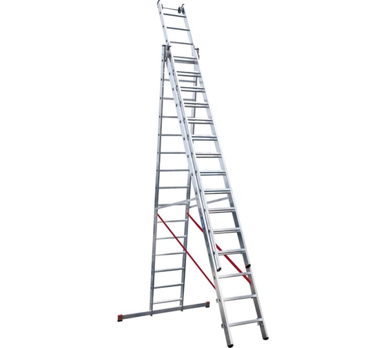 Изображение товара Алюминиевая трёхсекционная индустриальная лестница Новая Высота 3х16 5230316