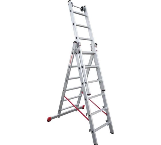 Изображение товара Алюминиевая трёхсекционная индустриальная лестница Новая Высота 3х6 5230306