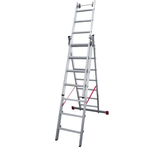 Изображение товара Алюминиевая трёхсекционная индустриальная лестница Новая Высота 3х9 5230309