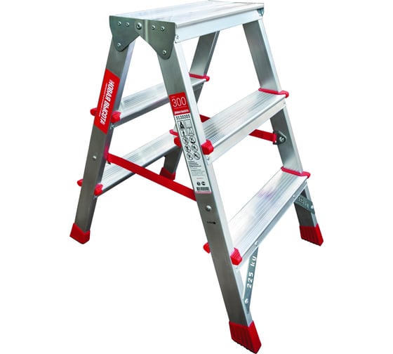 Изображение товара Профессиональная стремянка Новая Высота двухсторонняя с Max нагр. 225 кг, NV300 3 ст., 2К башмаки, 3120203