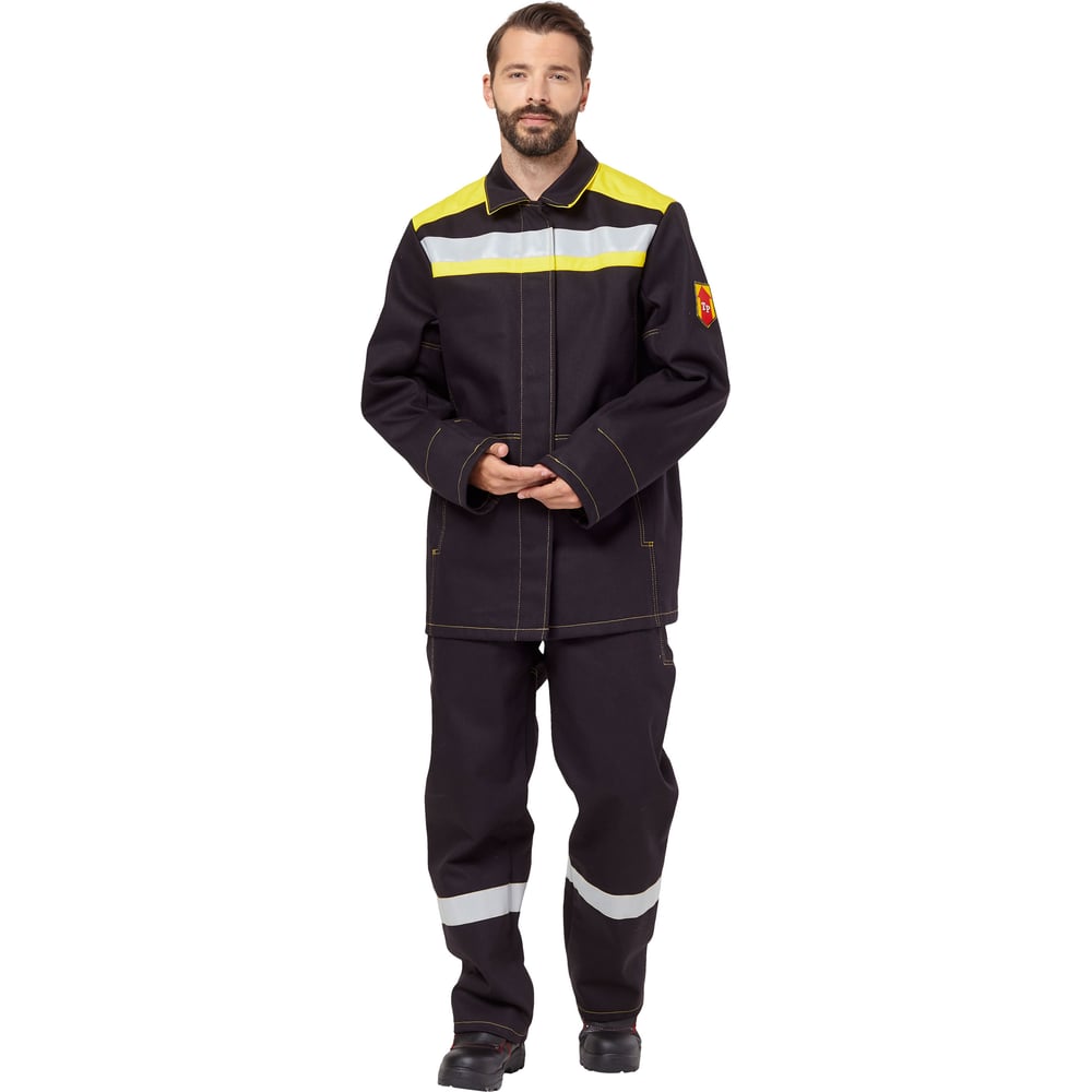 Изображение товара Костюм сварщика Файмер II черный 52-54 летний с защитой и светоотраж. полосой