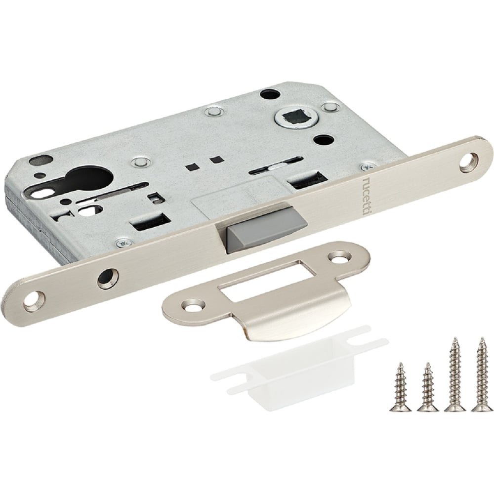 Изображение товара Защелка бесшумная Rucetti RP1885 SN для межкомнатных дверей белый никель