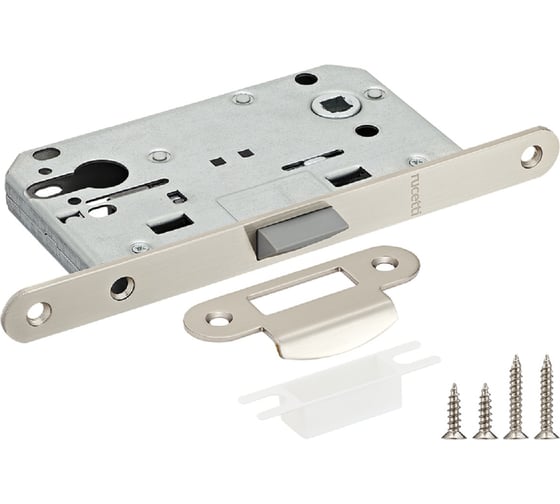 Изображение товара Защелка Rucetti RP1885 SN бесшумная, под цилиндр, белый никель 9014493