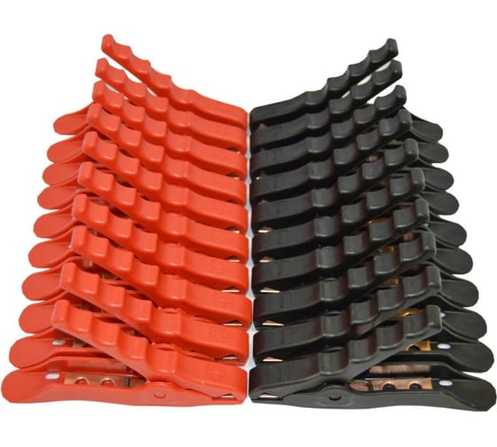 Изображение товара Зажим Крокодил АВТОЭЛЕКТРИКА 10красн.+10черн. Т-23, длина 165мм, медная вставка, ток 600А 49