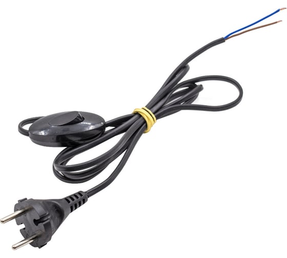 Изображение товара Шнур РемоКолор шввп 2x0,75мм², с проходным выключателем, черный, 1,7м, (шт.) 89-0-047