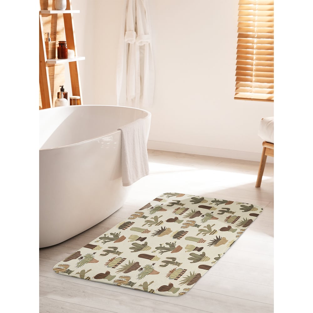 Изображение товара Коврик для ванной комнаты противоскользящий JOYARTY 60х100 см полосатые кактусы