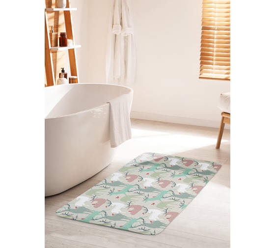 Изображение товара Коврик для ванной комнаты и туалета противоскользящий JOYARTY "Стая оленей" 60х100 см bath_423747_60x100
