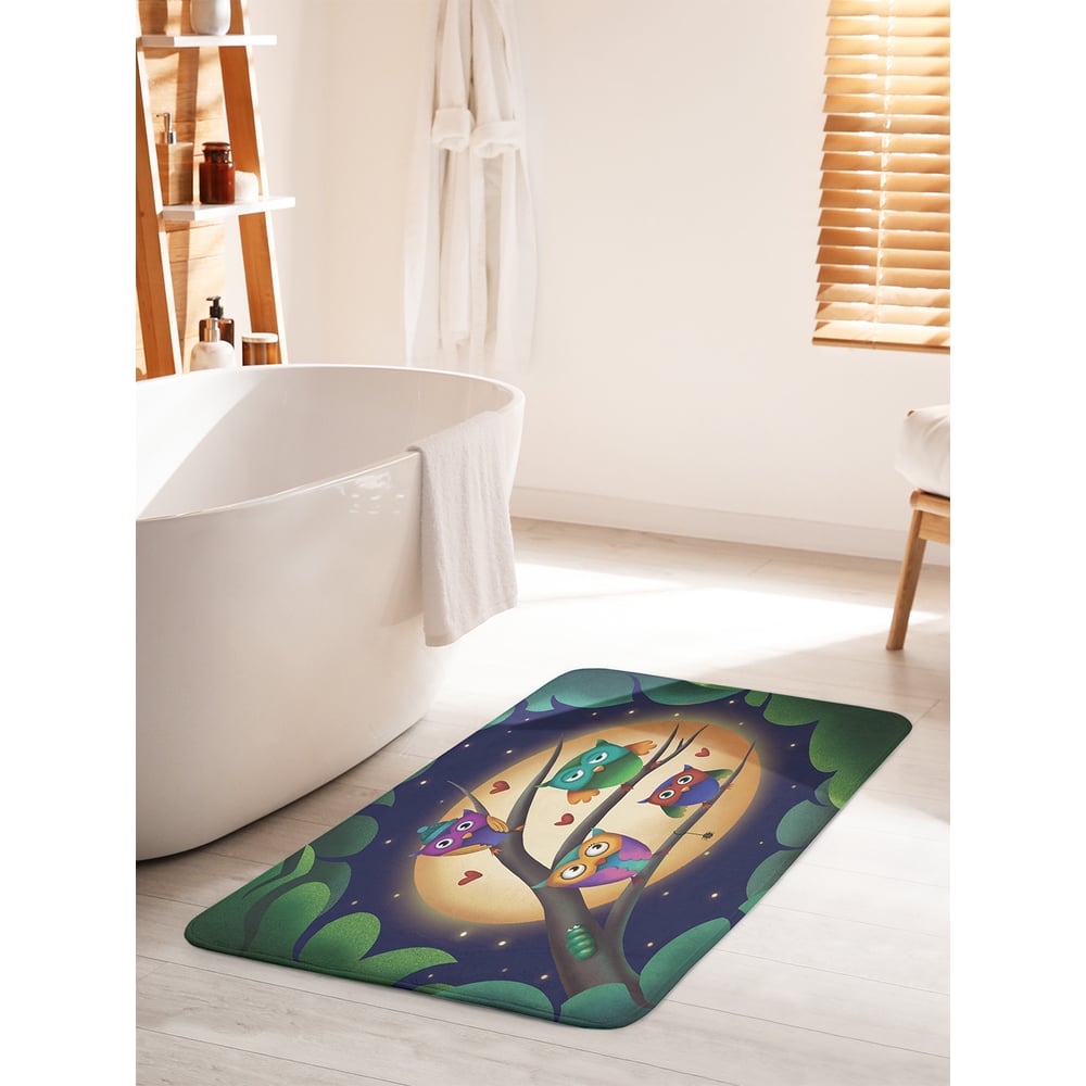 Изображение товара Коврик для ванной комнаты и туалета JOYARTY "Совы ночью" 60х100 см противоскользящий