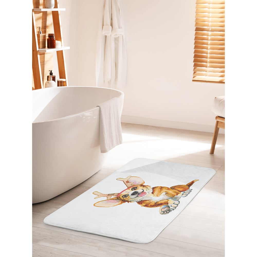 Изображение товара Коврик для ванной комнаты и туалета JOYARTY "Корги с рогами оленя" 60x100 см