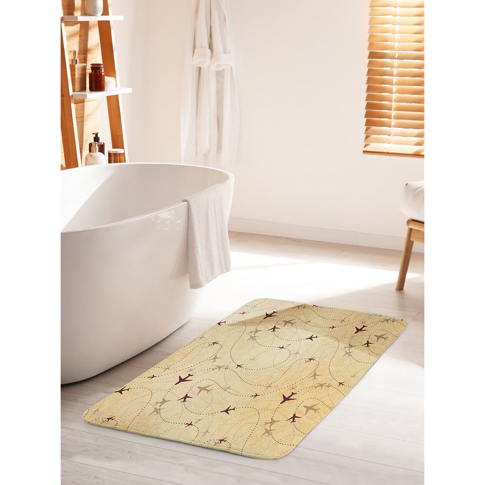 Изображение товара Коврик для ванной комнаты и туалета противоскользящий JOYARTY "Карта полета" 60х100 см bath_423755_60x100