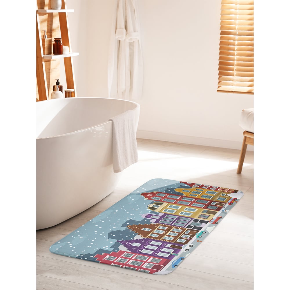 Изображение товара Коврик для ванной комнаты и туалета противоскользящий JOYARTY "Голландский зимний город" 60х100 см bath_74172_60x100
