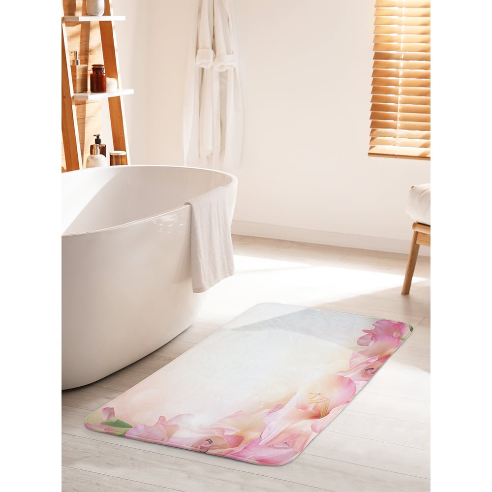 Изображение товара Коврик для ванной комнаты противоскользящий Розовые лилии 60х100 см JOYARTY