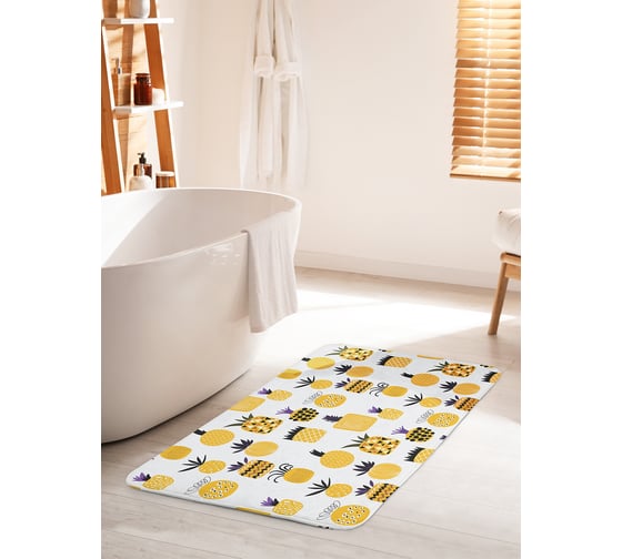 Изображение товара Коврик для ванной комнаты и туалета противоскользящий JOYARTY "Ароматный ананас" 60х100 см bath_55144_60x100
