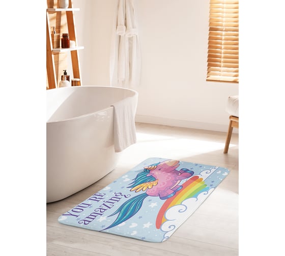 Изображение товара Коврик для ванной комнаты и туалета противоскользящий JOYARTY "Ты удивительный" 60х100 см bath_60915_60x100