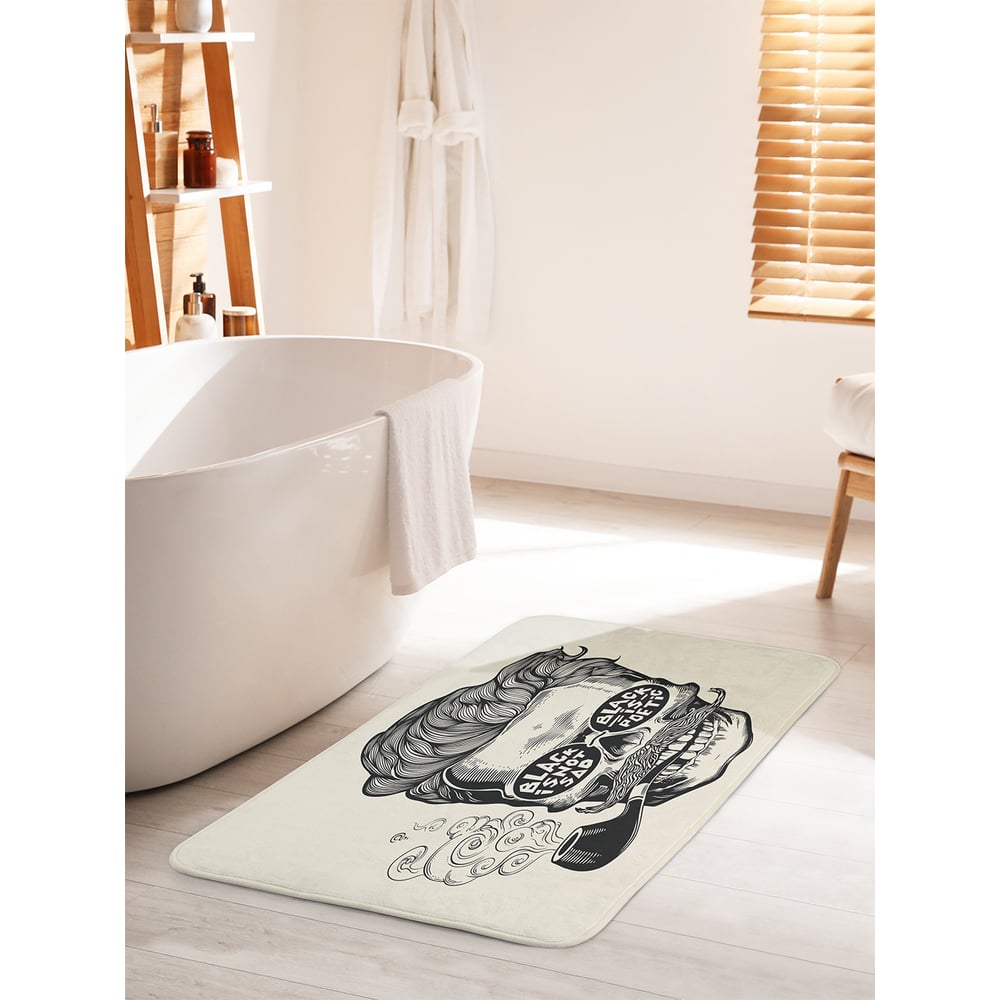 Изображение товара Противоскользящий коврик для ванной комнаты JOYARTY 60х100 см с дизайном курящий череп