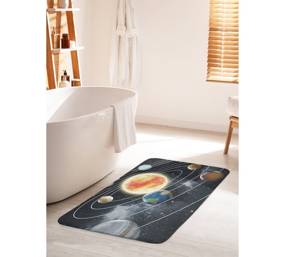 Изображение товара Коврик для ванной комнаты и туалета противоскользящий JOYARTY "Планеты Солнечной системы" 60х100 см bath_78181_60x100