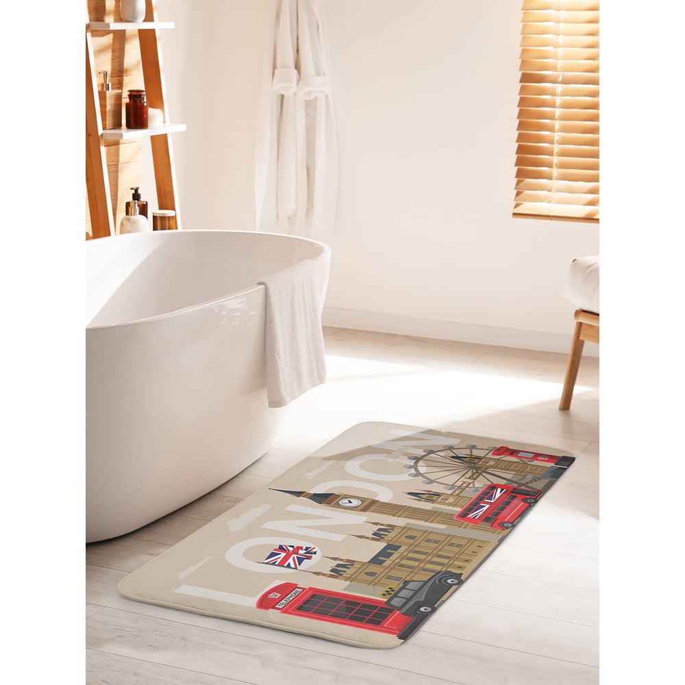 Изображение товара Коврик для ванной комнаты и туалета противоскользящий JOYARTY "На улицах Лондона" 60х100 см bath_60091_60x100