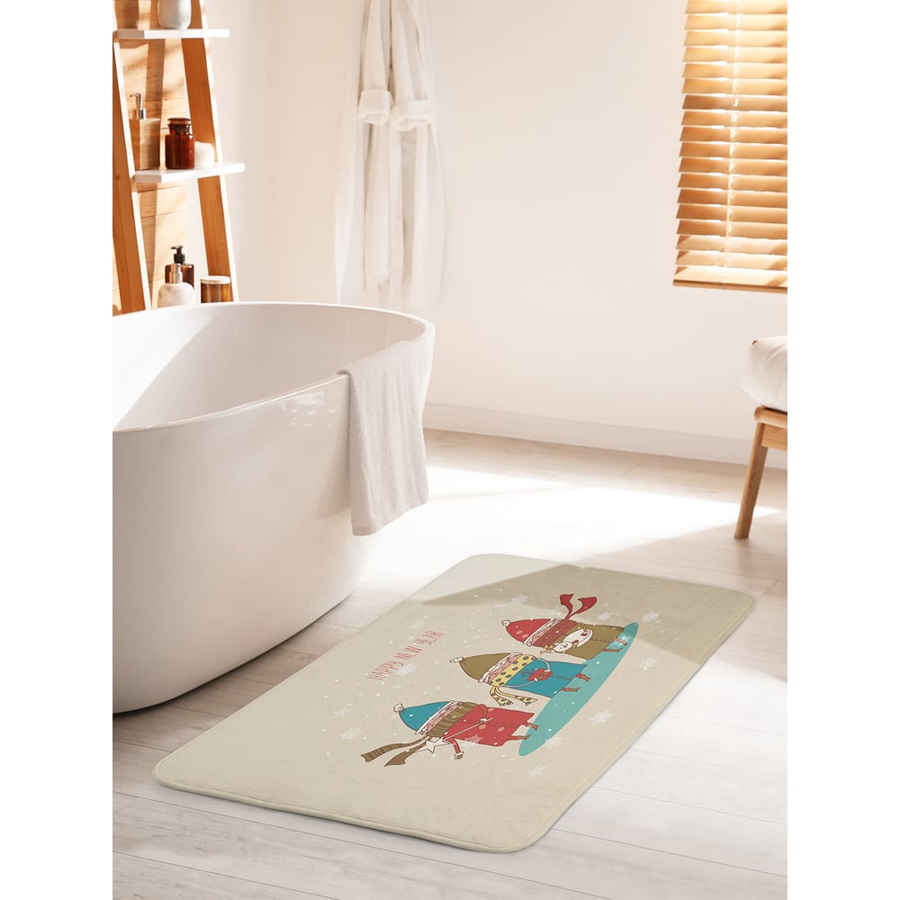 Изображение товара Коврик для ванной комнаты JOYARTY противоскользящий 60х100 см Новогодняя прогулка
