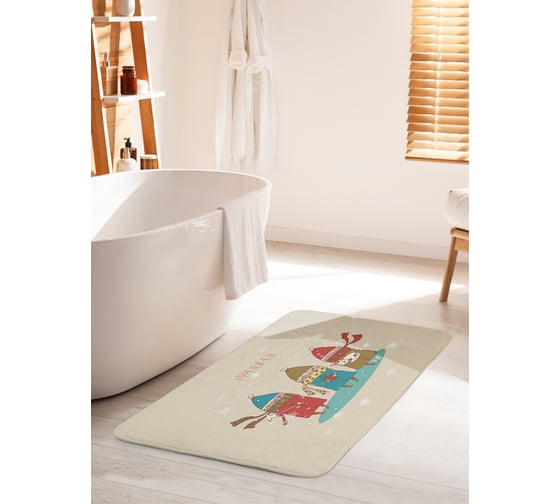 Изображение товара Коврик для ванной комнаты и туалета противоскользящий JOYARTY "Новогодняя прогулка" 60х100 см bath_290622_60x100