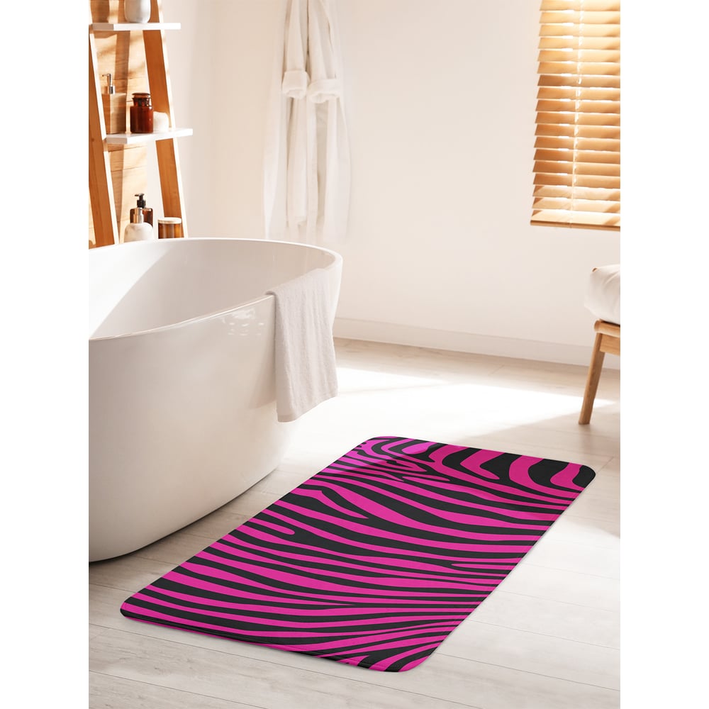 Изображение товара Коврик для ванной комнаты противоскользящий JOYARTY 60х100 см зебра розовый черный серый