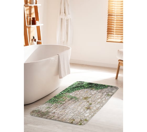 Изображение товара Коврик для ванной комнаты и туалета противоскользящий JOYARTY "Дикий виноград на каменной кладке" 60х100 см bath_85311_60x100