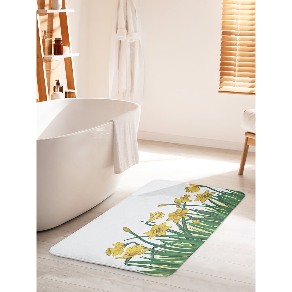 Изображение товара Коврик для ванной комнаты и туалета противоскользящий JOYARTY "Весенние нарциссы" 60х100 см bath_385243_60x100