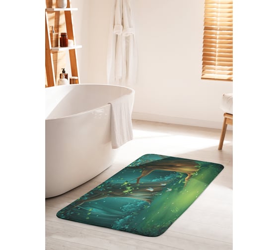 Изображение товара Коврик для ванной комнаты и туалета противоскользящий JOYARTY "Сказочный лес" 60х100 см bath_77266_60x100