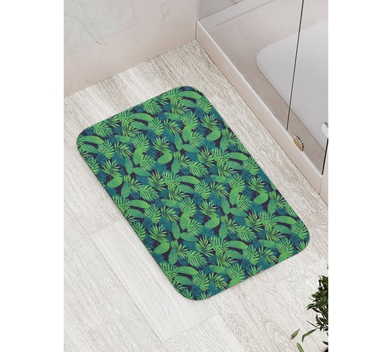 Изображение товара Коврик для ванной комнаты и туалета противоскользящий JOYARTY "Множество экзотических листьев" 52х77 см bath_50575