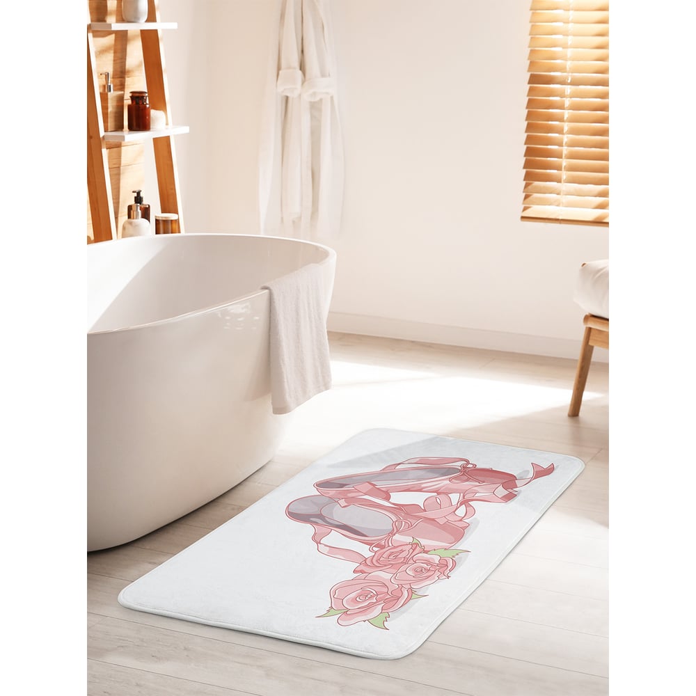 Изображение товара Коврик JOYARTY "Пуанты с букетиком" 60х100 см противоскользящий для ванной