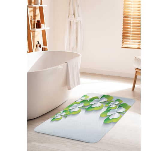 Изображение товара Коврик для ванной комнаты и туалета противоскользящий JOYARTY "Векторные листья клевера" 60х100 см bath_86459_60x100