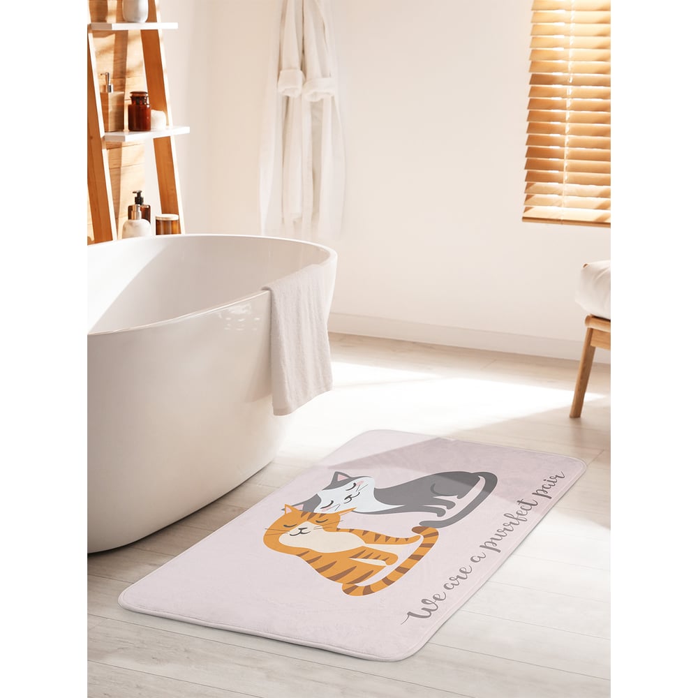 Изображение товара Коврик для ванной комнаты и туалета противоскользящий JOYARTY "Лучшая пара котиков" 60х100 см bath_92004_60x100