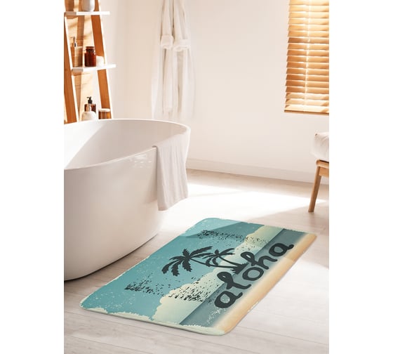 Изображение товара Коврик для ванной комнаты и туалета противоскользящий JOYARTY "Алоха на побережье" 60х100 см bath_95370_60x100