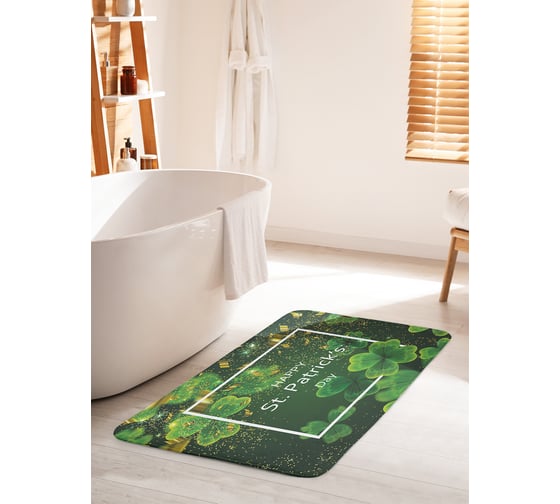 Изображение товара Коврик для ванной комнаты и туалета противоскользящий JOYARTY "Открытка на день Святого Патрика" 60х100 см bath_86482_60x100