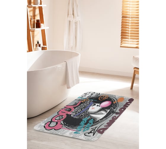 Изображение товара Коврик для ванной комнаты и туалета противоскользящий JOYARTY "Граффити Давид" 60х100 см bath_385299_60x100