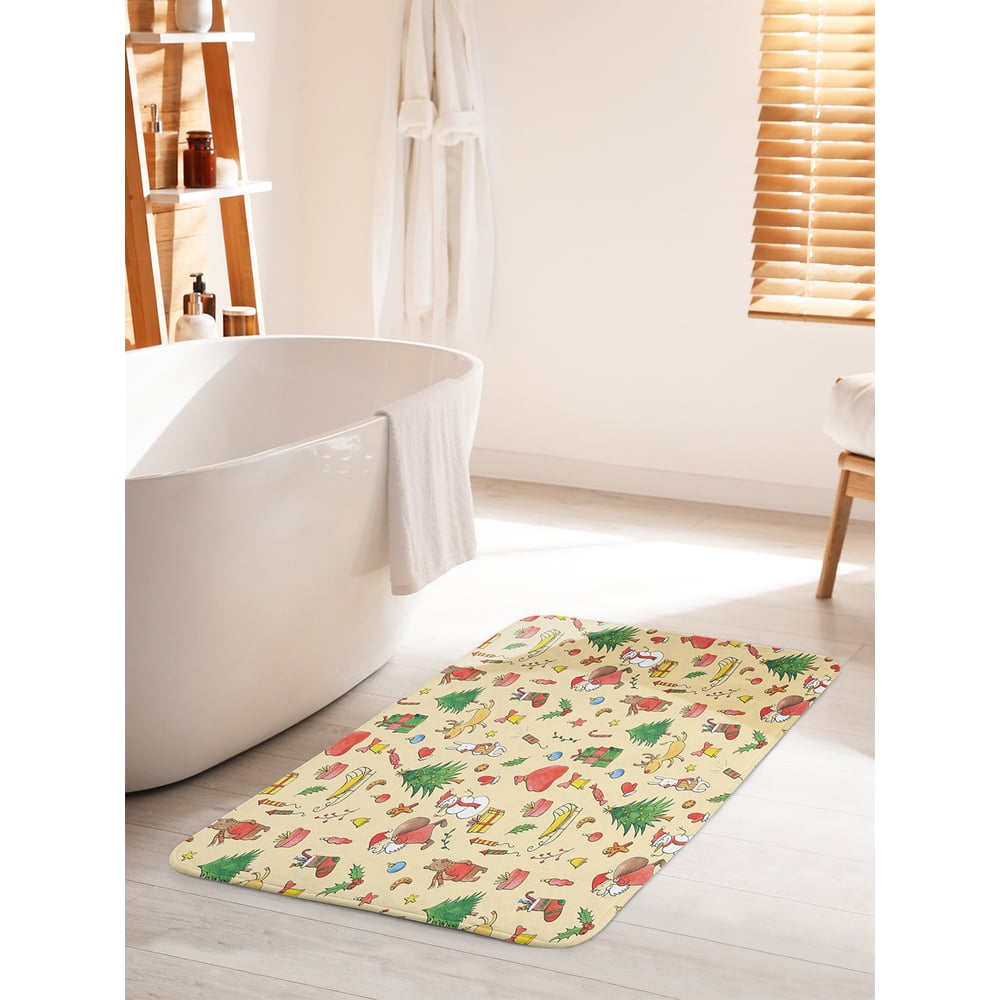 Изображение товара Коврик для ванной комнаты и туалета противоскользящий JOYARTY 60х100 см новогодние игрушки