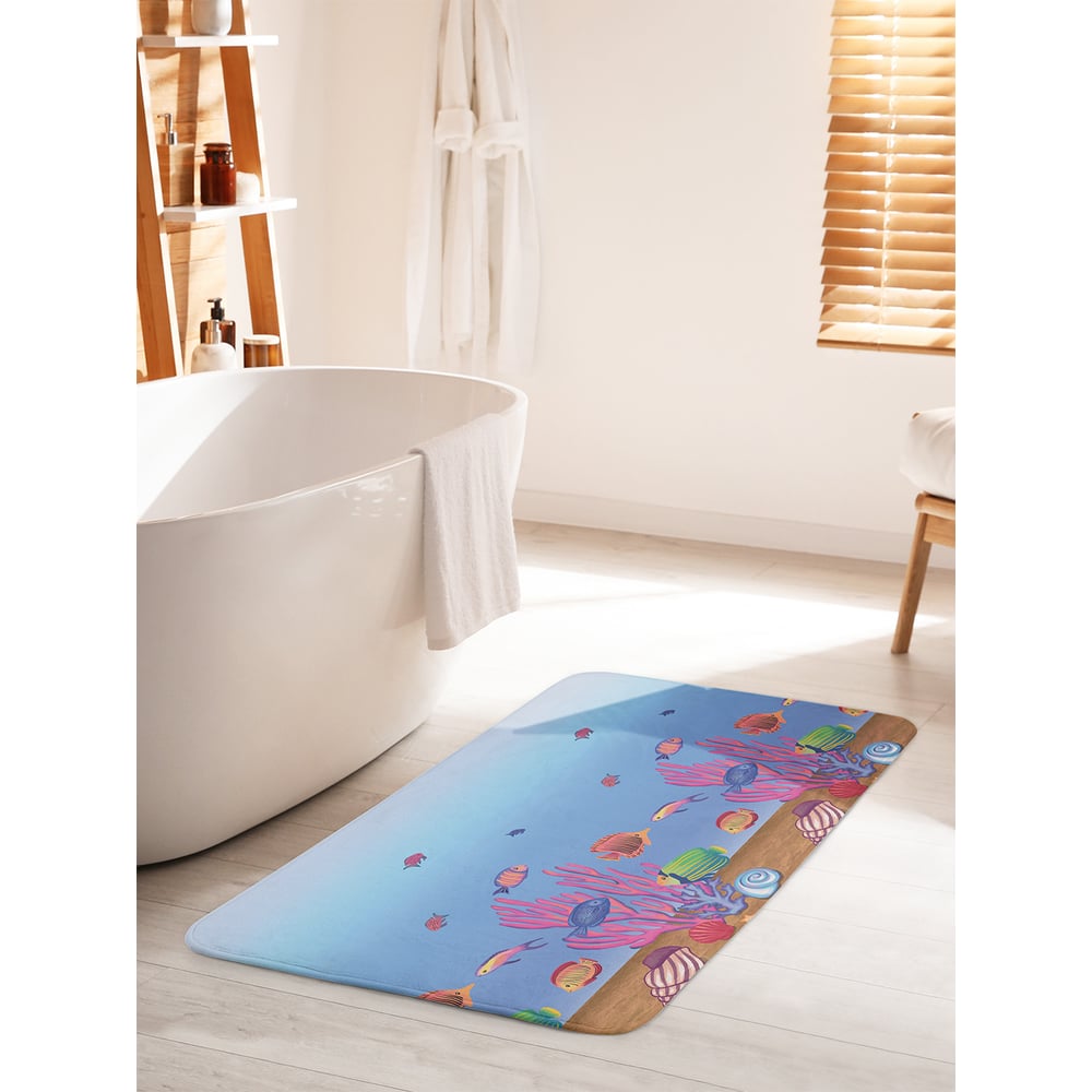 Изображение товара Коврик для ванной комнаты противоскользящий JOYARTY "Морской мир" 60х100 см