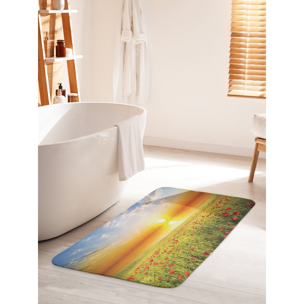 Изображение товара Коврик для ванной комнаты и туалета противоскользящий JOYARTY "Маковое поле в закате" 60х100 см bath_30884_60x100