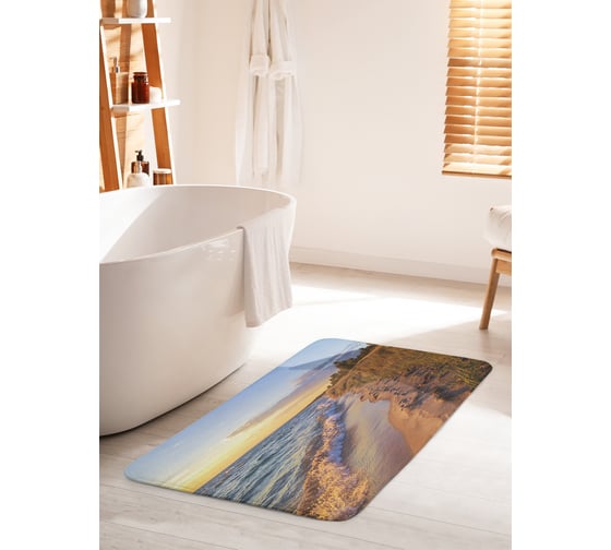 Изображение товара Коврик для ванной комнаты и туалета противоскользящий JOYARTY "Прибрежные волны" 60х100 см bath_32707_60x100