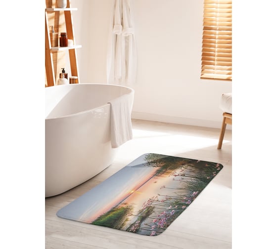Изображение товара Коврик для ванной комнаты и туалета противоскользящий JOYARTY "Закат на озере" 60х100 см bath_29441_60x100
